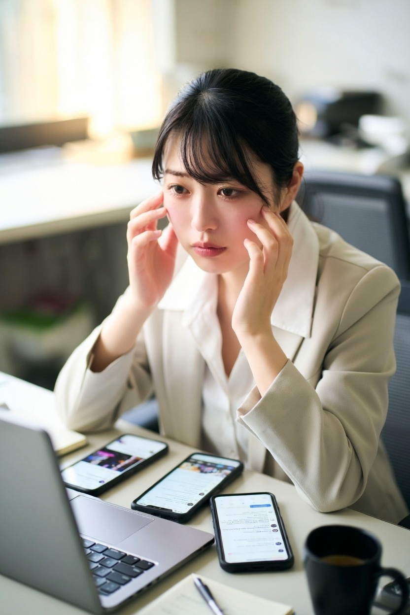 X（Twitter）のSNS運用に悩む担当者のイメージ